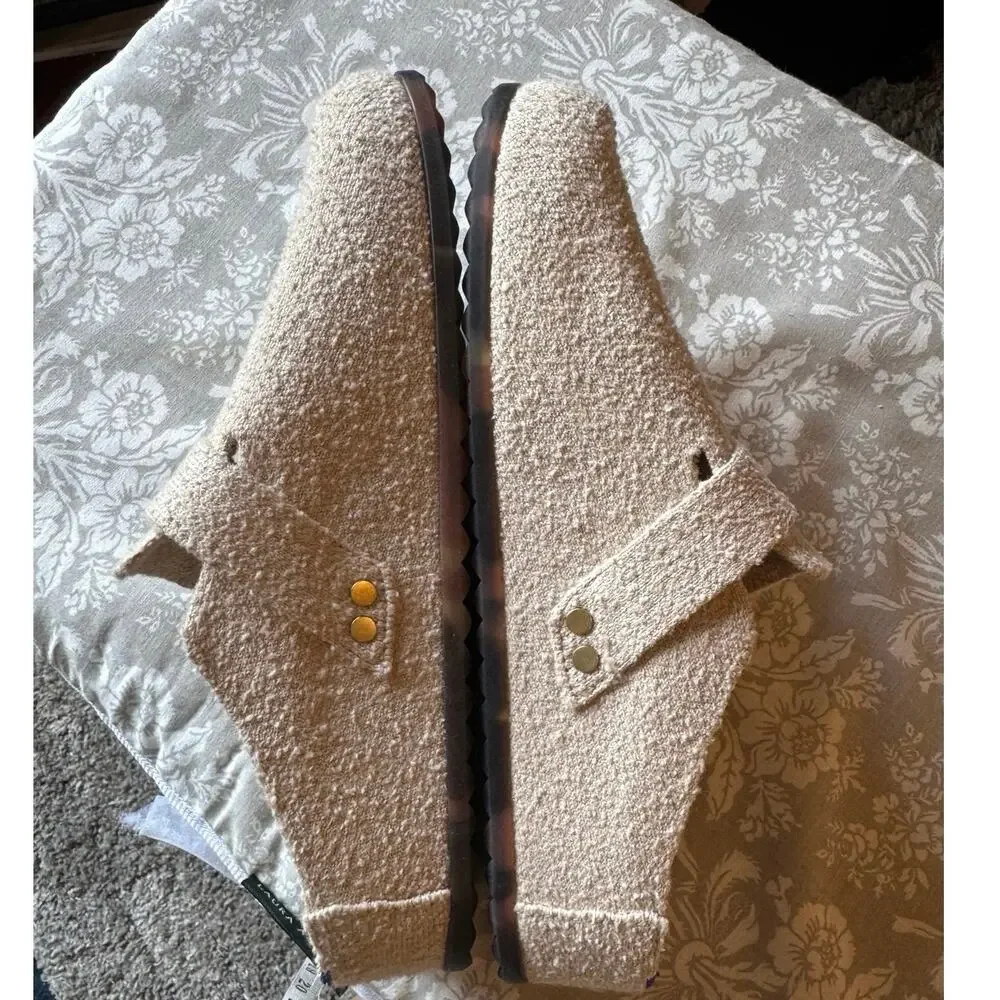 Rothy’s The Buckle Clog Honeybun Bouclé Ivory Knit Buckle Shoes Size 9 Comfort